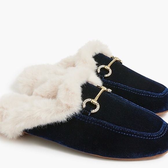 J. Crew Shoes - NWT J Crew Blue Velvet Loafer bit slippers size 8